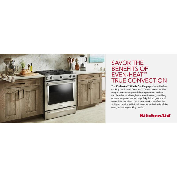 Kitchenaid® 30-Inch 5-Burner Gas Convection Front Control Range KSGG700ESS