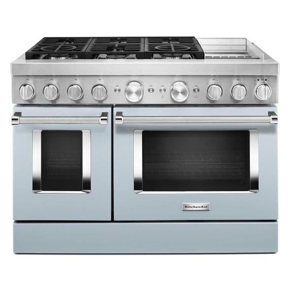 KitchenAid® 48'' Smart Commercial-Style Dual Fuel Range with Griddle KFDC558JMB