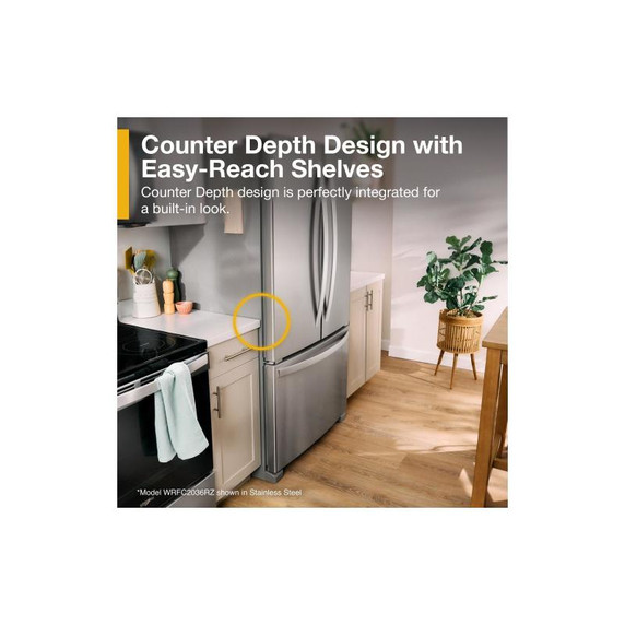 Whirlpool® 36-Inch Wide Counter-Depth French Door Bottom Mount Refrigerator - 20 cu. ft. WRFC2036RV