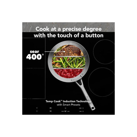 Kitchenaid® 30" Temp Cook™ Induction Cooktop with 5 Cooking Zones KCIT730SBL