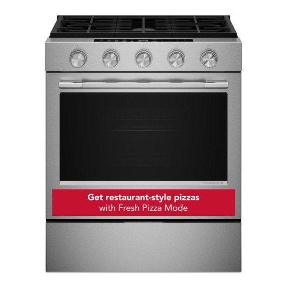 Kitchenaid® 5.0 Cu. Ft. Smart Slide-in Gas Range with Convection Cooking Modes and 2-in-1 Burner KSGS530SPS