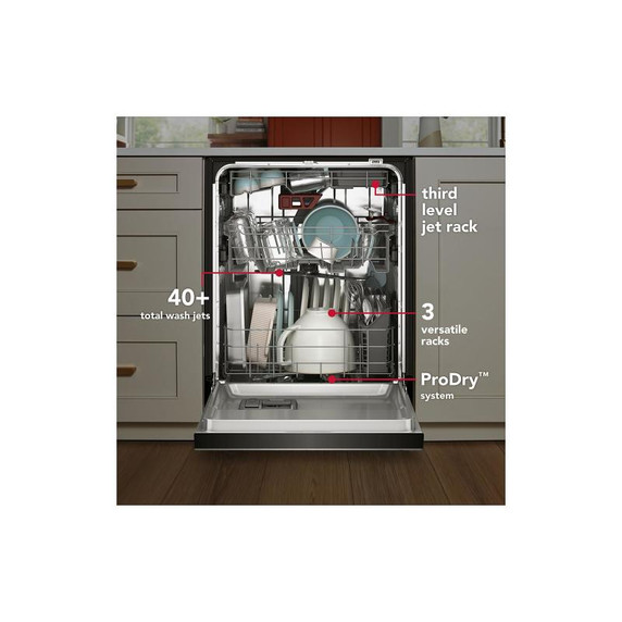 Kitchenaid® Third Level Jet Rack Dishwasher with 40+ Total Wash Jets, 41 dBA KDTS324SBE