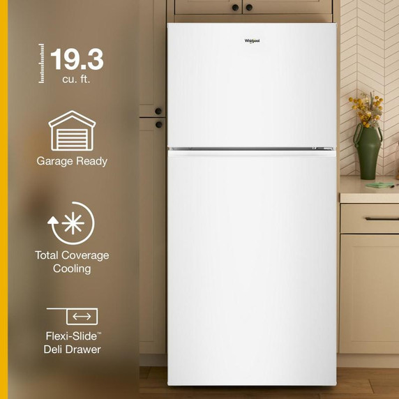 Whirlpool® 29.5-inch Wide Top Freezer Refrigerator with Total Coverage Cooling - 19 Cu. Ft. WRTX5419SW