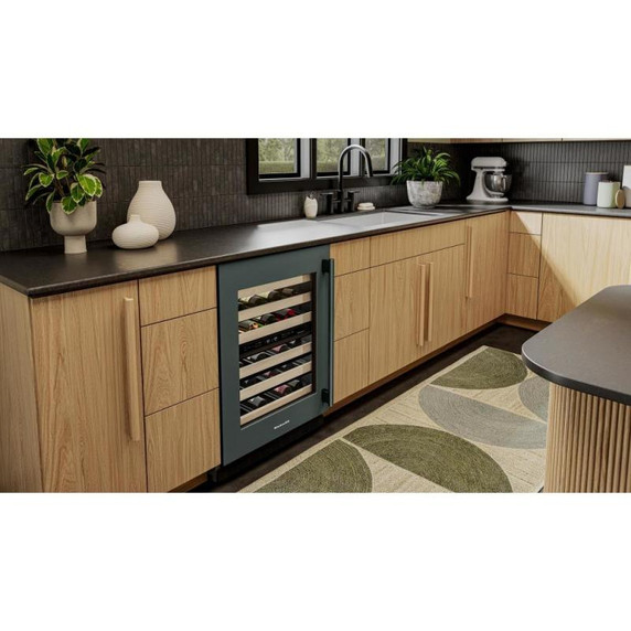 Kitchenaid® 24" Undercounter Wine Cellar with Full-Extension Wood-Front Racks KUWL524SJP
