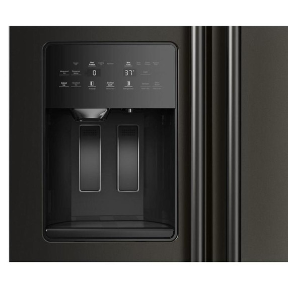 Kitchenaid® 20.8 Cu. Ft. Counter-Depth Side-by-Side Refrigerator with Exterior Ice and Water Dispenser in Black Ore KRSC536RBE