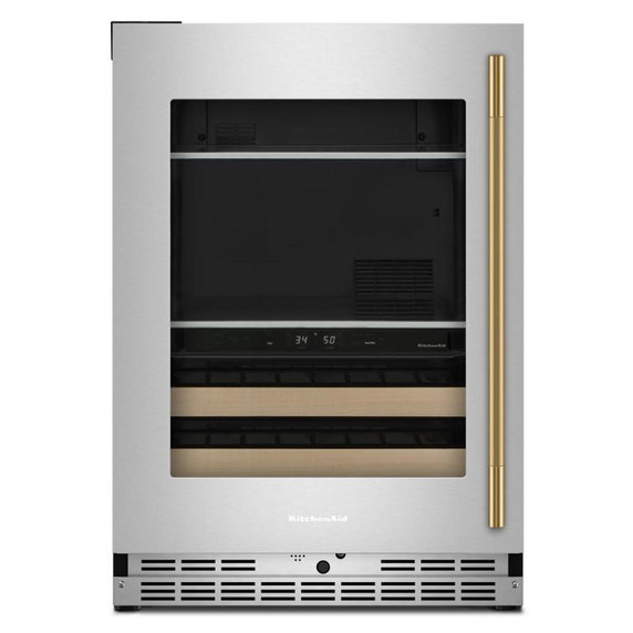 Kitchenaid® 24" Beverage Center with Glass Door and Wood-Front Racks KUBL524SPS