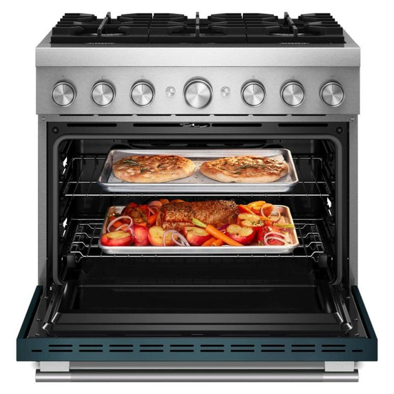 Kitchenaid® 36-Inch 6 Burner Commercial-Style Dual Fuel Range with No Preheat Air Fry Mode KFDS936SAG