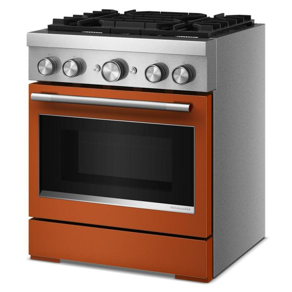 Kitchenaid® 30-Inch 4 Burner Commercial-Style Dual Fuel Range with No Preheat Air Fry Mode KFDS930SSC