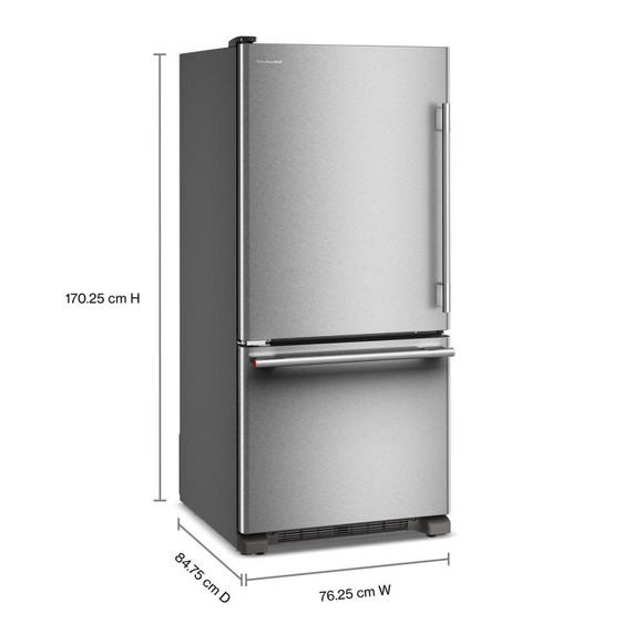 Kitchenaid® 19 Cu. Ft. 30-Inch Standard-Depth Bottom Mount Refrigerator with Left Door Swing KRBL130SPS