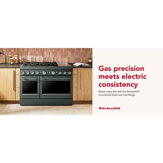 Kitchenaid® 48-Inch 6 Burner Commercial-Style Dual Fuel Range with Griddle KFDD948SJP