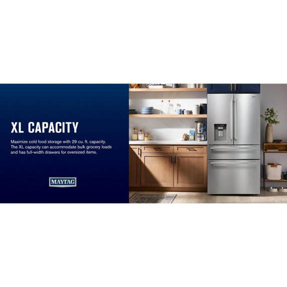 Maytag® 29 Cu. Ft. XL Capacity French Door Bottom Mount Refrigerator with In-Door-Ice® Dispensing System MRMF5436TZ