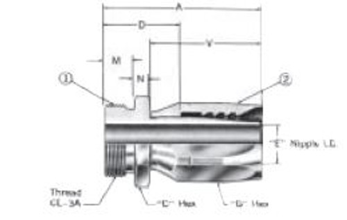 4-190909-1/2-12 Male O-Ring Seal Union CPV Aeroquip