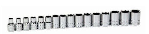 1/2 Dr Std Metric Socket Set 6-Pt 16 Pcs