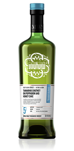 Tamarind chutney on poppadom and honey cake - SMWS 138.22