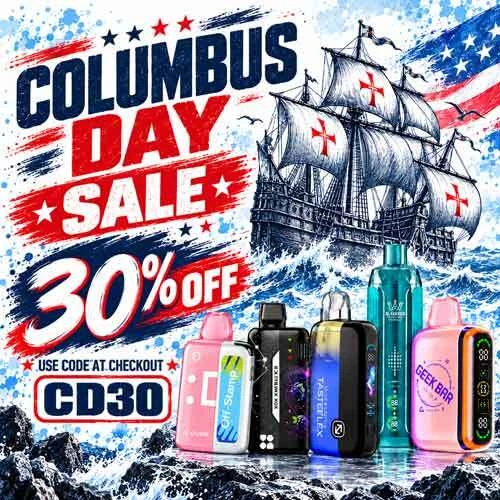 eVape Kings Columbus Day Sale - 30% off eligible disposable vapes with promo code CD30 at checkout
