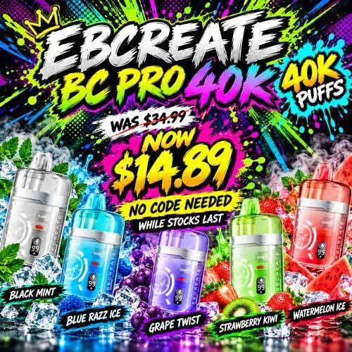EBCreate BC Pro 40K Disposable Vape Device Was $34.99 Now $14.89 - No Code Needed