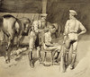 Art Prints of A Haircut in a Cavalry Stable by Frederic Remington