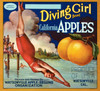 Art Prints of 056 Diving Girl Apples, Fruit Crate Labels