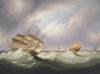 Art Prints of Frigate off a Lighthouse by James Edward Buttersworth