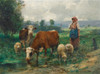 Art Prints of The Shepherdess and Her flock by Julien Dupre