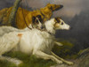 Art Prints of On Leash, the Borzoi's Korotai, Zeneitra and Piolla by Maud Earl