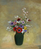 Art Prints of Large Green Vase with Mixed Flowers by Odilon Redon