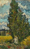 Art Prints of Cypresses and Two Women by Vincent Van Gogh