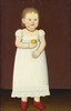 Art prints of Portrait of a Young Child in Red Shoes Holding a Peach by John Brewster Jr.