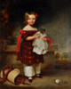 Art Prints of Girl with Tartan Dress and Doll Set by an Unknown Artist