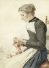 Art Prints of Young Woman Knitting by Albert Anker