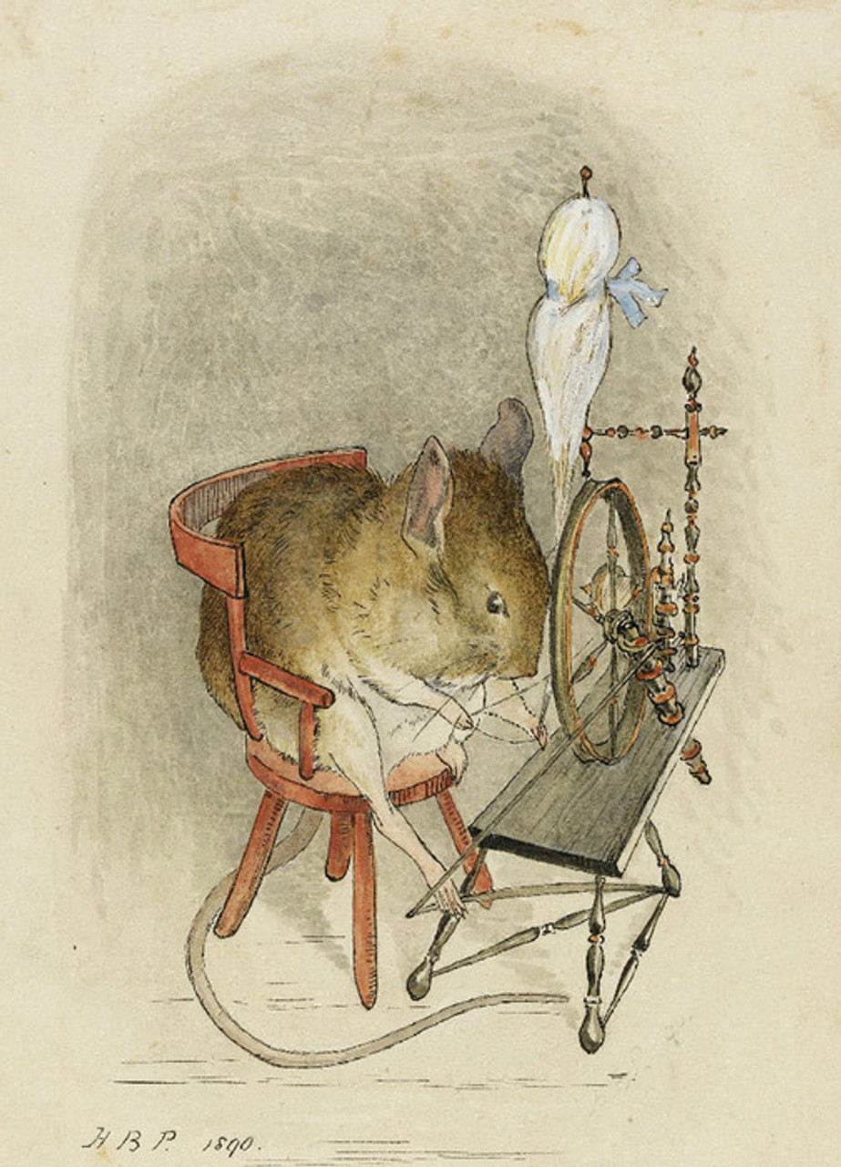 Mouse at a Spinning Wheel by Beatrix Potter | Fine Art Print
