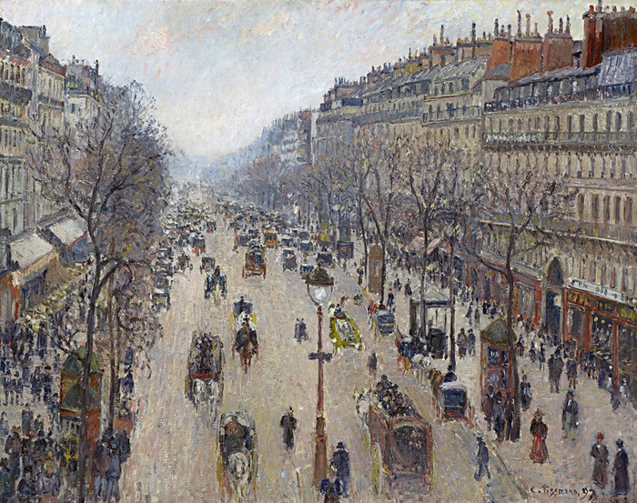 Art Prints of Boulevard Montmartre, Cloudy Morning Weather by
