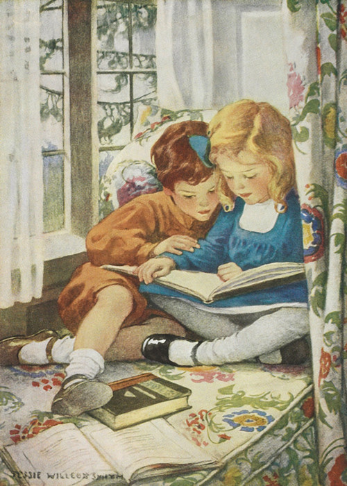 Art Prints of Children Reading by Jessie Willcox Smith