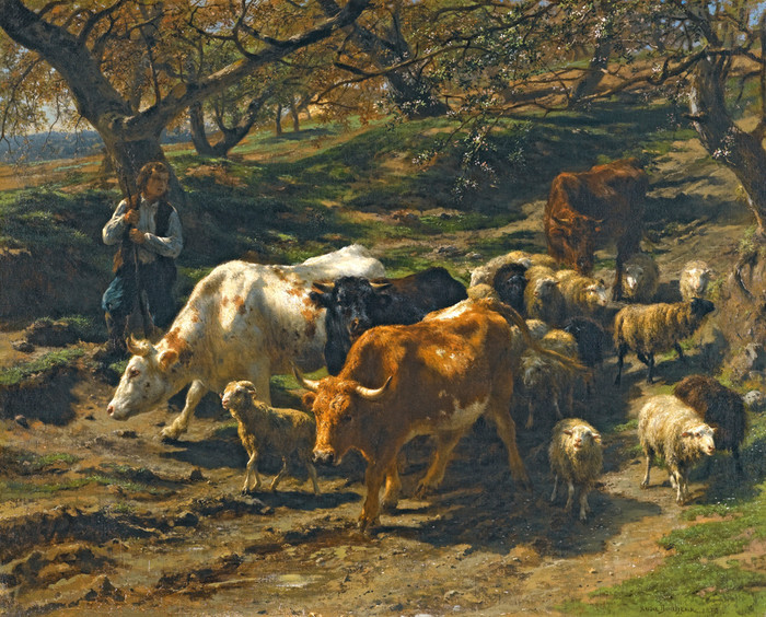 Art Prints of A Shepherd with His Flock by Rosa Bonheur