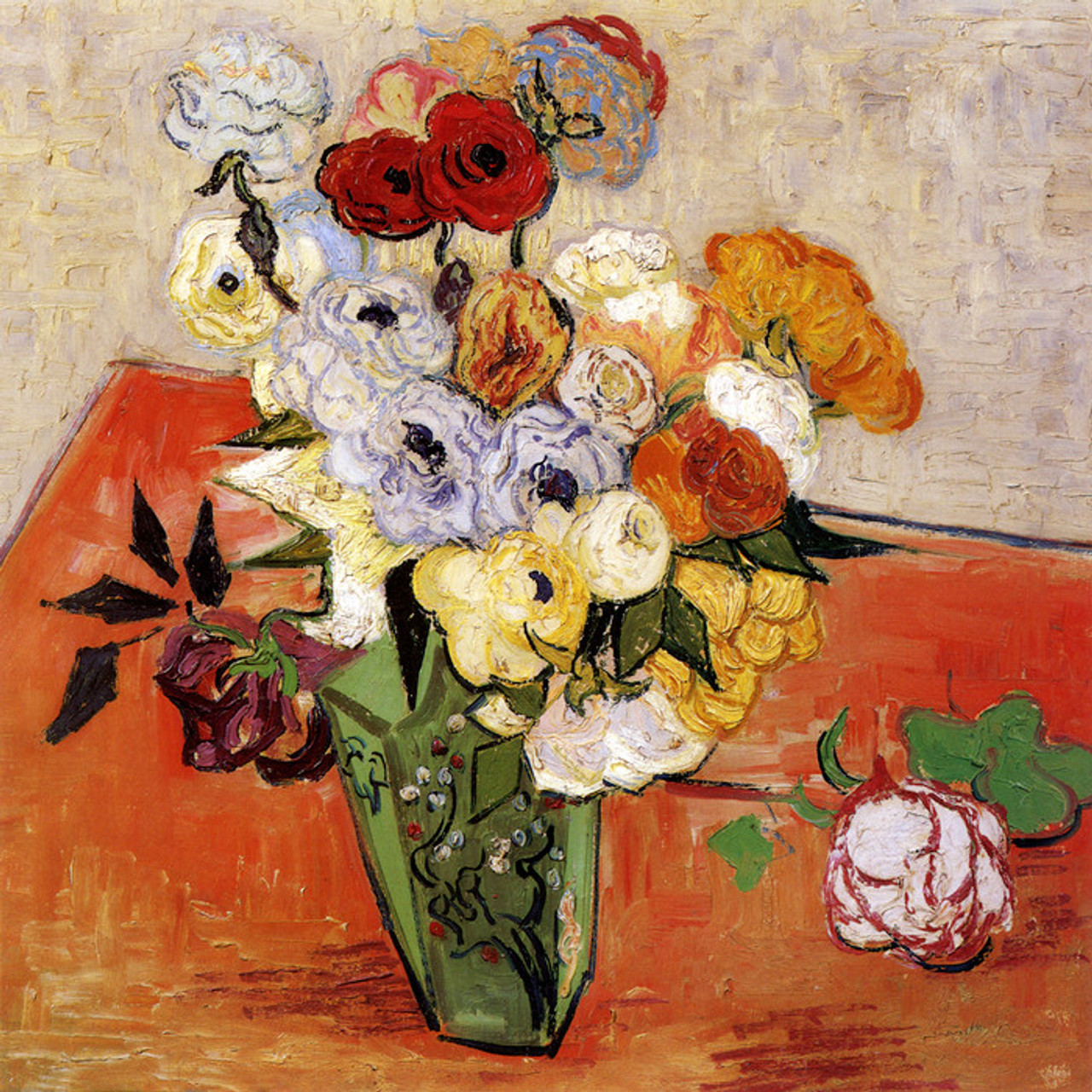 Art Prints of Japanese Vase with Roses & Anemonies by Van Gogh