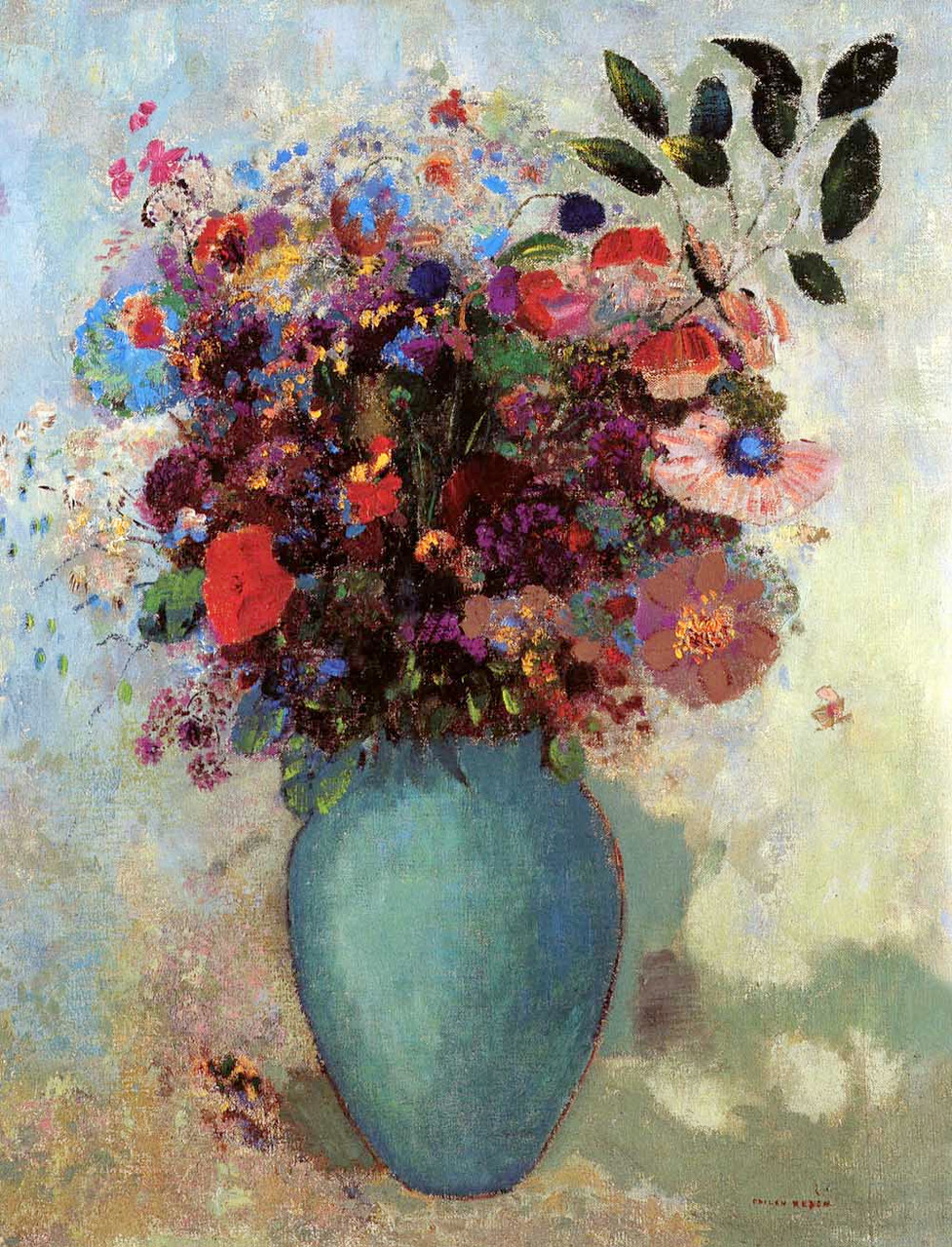 Art Prints of Flowers in a Turquoise Vase by Odilon Redon
