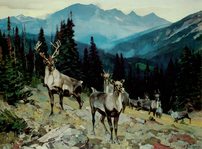 Art Prints of Mountain Peaks, Banff by Carl Rungius