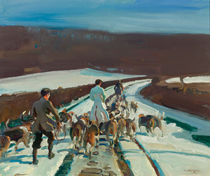 Art Prints of The Young Entry, a Snowy Road, Woolsthorpe by Alfred James Munnings