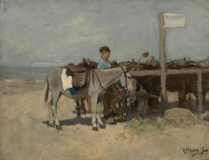 Art Prints of Donkey Stand on the Beach at Scheveningen by Anton Mauve