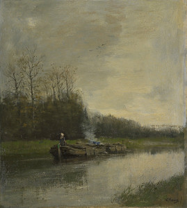 Art Prints of Two Barges on the Canal by Anton Mauve