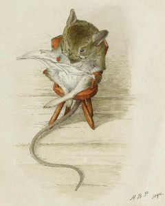 Art Prints of Mouse Reading a Newspaper by Beatrix Potter