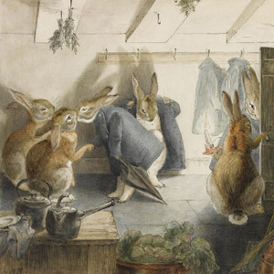 Art Prints of The Rabbit's Christmas Party, The Departure by Beatrix Potter