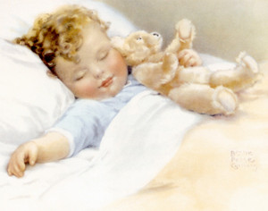 Art Prints of The Time Has Come to Snuggle Your Teddy Bear by Bessie Pease Gutmann