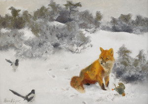 Art Prints of Fox in a Winter Landscape by Bruno Liljefors