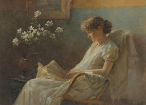 Art Prints of A Comfortable Corner by Charles Courtney Curran