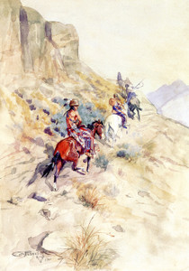 Art Prints of Indians on a Mountain Path by Charles Marion Russell