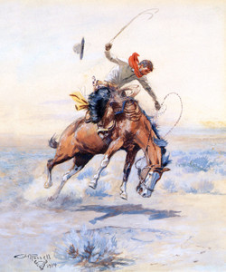 Art Prints of The Bucker, 1904 by Charles Marion Russell