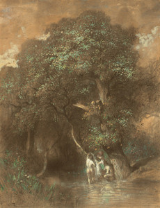 Art Prints of Bathers by a Giant Oak by Constant Troyon