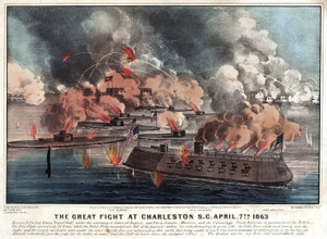Art Prints of Great Fight at Charleston, South Carolina by Currier & Ives