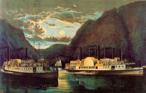 Art Prints of A Night on the Hudson Through at Daylight by Currier & Ives